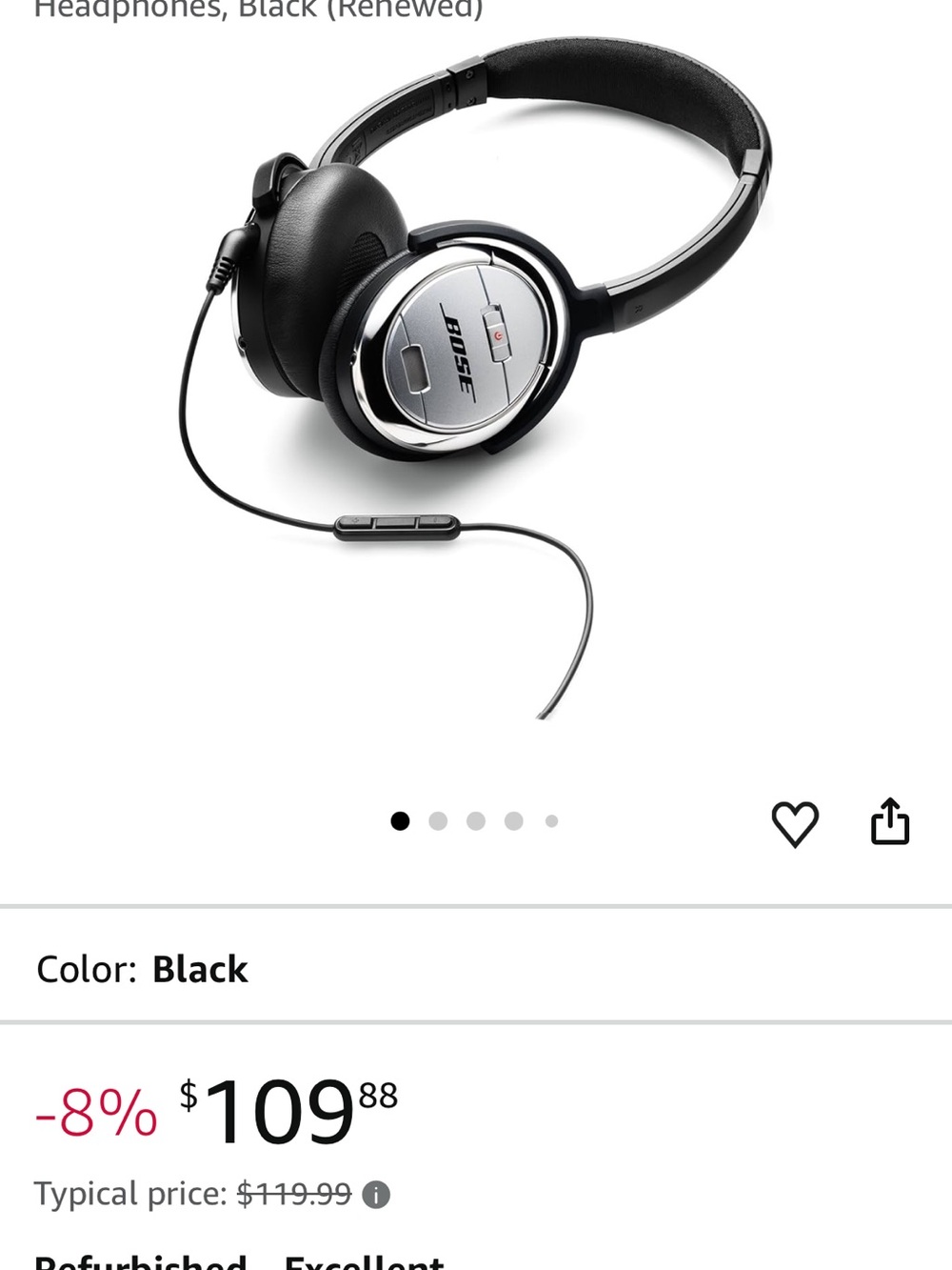 Bose Wired Silver and Black Over-Ear Headphones with Case - Picture 5 of 5
